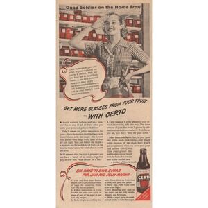 1945 Print Ad Certo Fruit Pectin Jam Jelly Making Ration Era Baking Art